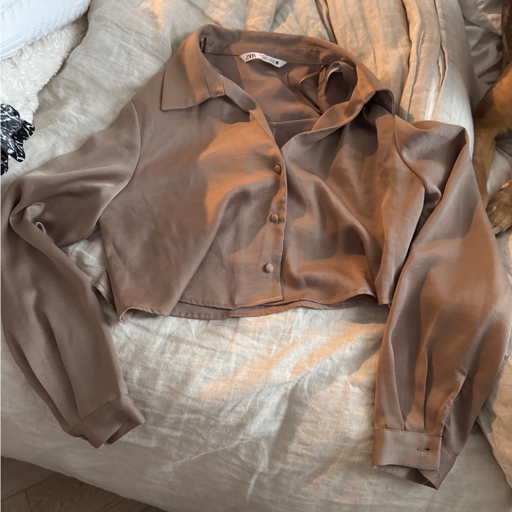 Zara Women's Brown Button Down Shirt